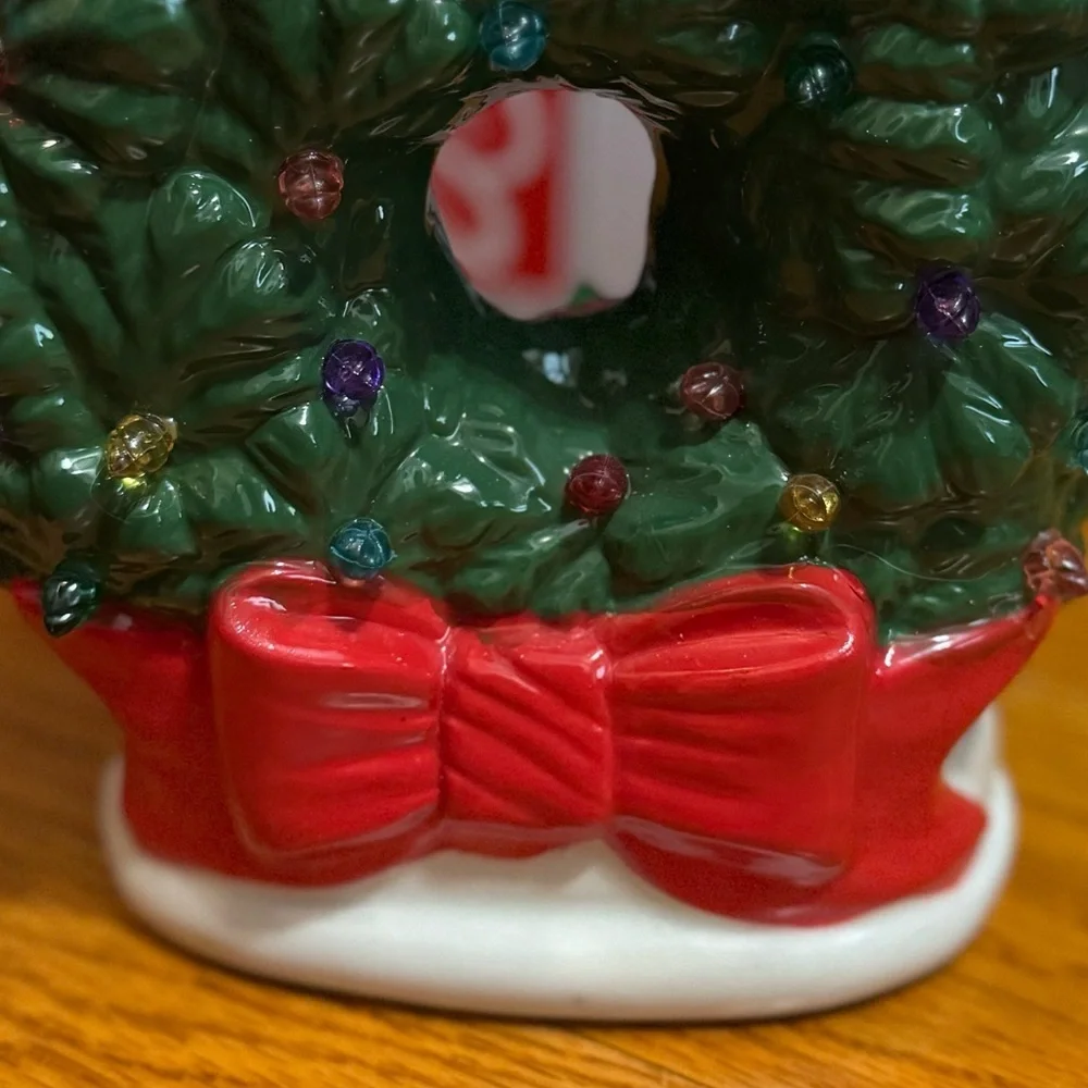 Festive Green Holiday Wreath with Red Bow Lights light up